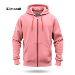 Sweat à capuche en molleton décontracté et confortable pour hommes, grande taille, impression numérique gaufrée, fermeture éclair élégante de couleur unie, teint en plaine d'hiver - Product Image 4