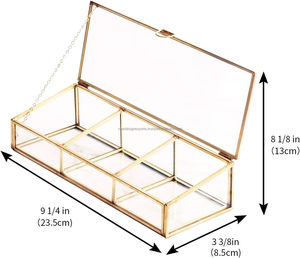 Golden Handmade Vintage Rectangle Luxury Storage Jewelry <b>Box</b> <b>Clear</b> Glass Brass Metal Lid Customizable Size Shape Cosmetic - Product Image 3