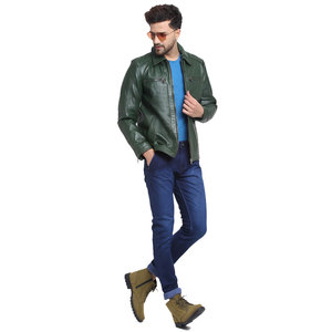 Men's High Street Style <b>Winter</b> <b>Leather</b> <b>Jacket</b> Stand Collar Zipper Closure Front Plain Dyed OEM Service Windproof Eco-Friendly - Product Image 1