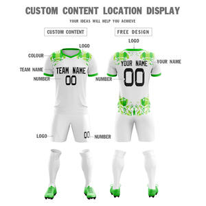 Maillot de football personnalisé en gros de haute qualité 100% polyester blanc et vert, ensemble complet d'uniformes de football respirant et à séchage rapide - Product Image 4