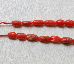 Cuentas de coral italiano natural AAA de 1 hebra, forma ovalada de 16 pulgadas 8X5 a 6X4 cuentas lisas, piedras preciosas de coral - Product Image 6