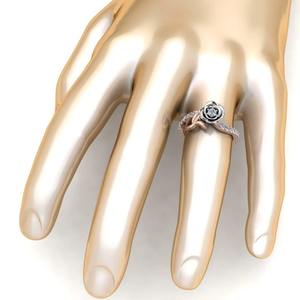 Anillo de compromiso de diseño de flor de Plata de Ley 925 chapado en oro rosa de diamante redondo de lujo para mujer anillo de promesa al precio más bajo - Product Image 4