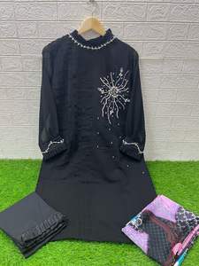 Designer moderne indien pakistanais vêtements nouveauté Salwar Kameez travail à la main Kurti pantalon Dupatta Georgette dernière broderie - Product Image 4