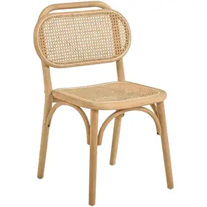 Salai woven Rattan garden dining chair with Teak Solid Wood material for indoor outdoor dining use