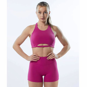 สปอร์ตบราขอบโค้งแบบเรียบสำหรับผู้หญิงเสื้อครอปสำหรับออกกำลังกายเล่นโยคะฟิตเนสยิมโลโก้ตามสั่ง - Product Image 1
