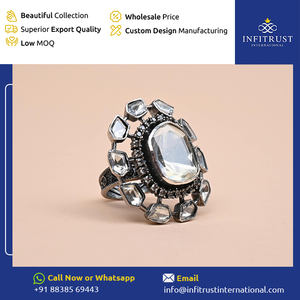 Diseño personalizado posible para plata oxidada 14K chapado en oro Moissanite cristal piedra tachonado mujeres anillos para boda Oficina desgaste - Product Image 2