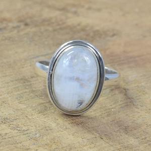 Cadeau pour Noël Pierre de lune arc-en-ciel Bague en argent sterling 925 Mois de juin Pierre de naissance Pierre de lune arc-en-ciel Bijoux - Product Image 5