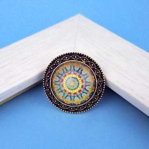 Bijou à la mode Antique plaqué or en alliage de zinc multicolore réglable bague de doigt pierres précieuses naturelles incrustation tenue de fête - Product Image 1