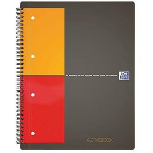 Cahier Oxford International Activebook College DIN A4+ quadrillé en polypropylène 80 feuilles gris/orange/rouge - pour étudiants - Product Image 1