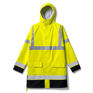 Manfred High-Visibility L Size Yellow/<b>Black</b> PU <b>Rain</b> <b>Jacket</b> - Product Image 2