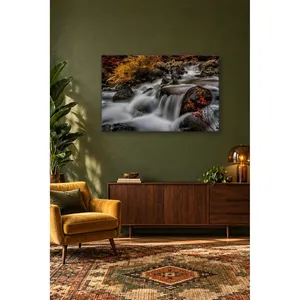 Impression sur toile Fida : Ruisseau d'automne coulant entre les rochers - Product Image 4