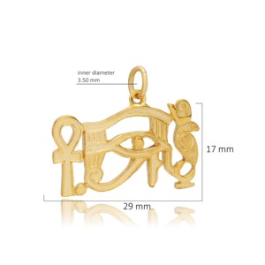 Pendentif Breloque Uni en Argent Sterling 925 pour Femme, Motif Œil de Ra Ankh Symbole Égyptien, Tendance, Fait Main Turc, Vente en Gros - Product Image 5