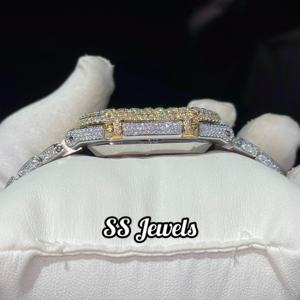 New Arrival <b>Men's</b> 14K Gold Plated Mechanical Watches VVS Clarity Full White Lab-Grown Luxury 41mm Japan Movement Stainless Steel - Product Image 6