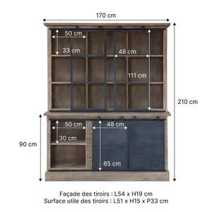 Helsinki brushed mango wood and gray metal <b>sideboard</b> - Product Image 5