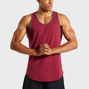 Débardeurs de sport décontractés pour hommes 100% Coton Respirant Infroissable Tissu tricoté 180g Marque privée Stringers Grandes tailles - Product Image 1