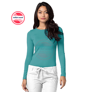 Camiseta de algodón de alta calidad para mujer, camiseta elástica de manga larga bajo matorrales, camisetas de Hospital para mujer con cuello redondo, Logo personalizado - Product Image 1