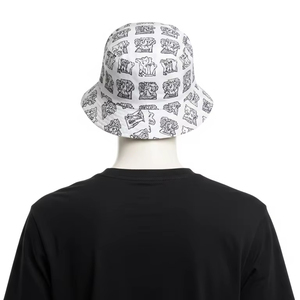 Chapeau seau en coton unisexe avec sérigraphie dessinée à la main respirant pliable Streetwear chapeau de mode pour l'été en plein air - Product Image 3