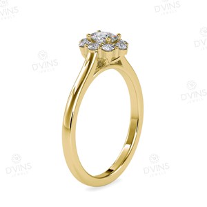 14/18kt 0,50 TCW corte ovalado diamante natural racimo clásico 18K anillo de compromiso de oro con Halo para fiesta de aniversario de boda - Product Image 2
