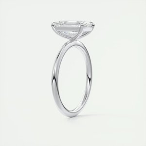 Anillo de compromiso de corte esmeralda solitario apilable al ras de oro blanco de 14K con diamante cultivado en laboratorio certificado Gia Igi personalizado de fábrica - Product Image 4