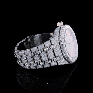 Reloj de pulsera monocromático de diamante VVS con esfera árabe totalmente helada/con esfera de fecha-Bling de alta calidad para creadores de tendencias - Product Image 2