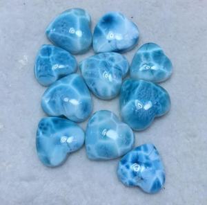 Wholesale Lot of High Quality Natural Elegant Larimar Heart Shape Cabochon Polished Loose Gemstone Jewelry for <b>Gift</b> Making - Product Image 1