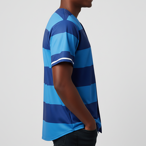 Ensemble de tenue de baseball personnalisé OEM/ODM avec logo brodé, 100 % polyester, design à rayures personnalisé, couleur bleu roi, respirant - Product Image 6