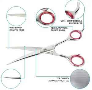 Tijera japonesa de acero inoxidable para el cuidado del cabello de mascotas, acabado de espejo de 7,5 ", tornillo ajustable y soporte para los dedos con estuche - Product Image 3