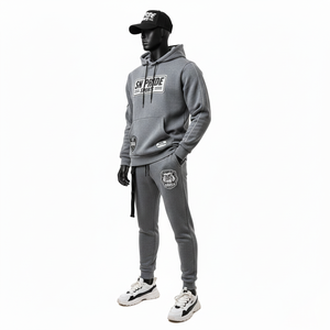ชุดวอร์มลำลองคุณภาพสูง สไตล์สตรีทแวร์ ผ้าหนา สีซีดแบบซันเฟด ลุคซักฟอก พร้อมฮู้ดดี้และกางเกงจ็อกเกอร์ ระบายอากาศได้ดี ตกแต่งด้วยแผ่น PVC - Product Image 3