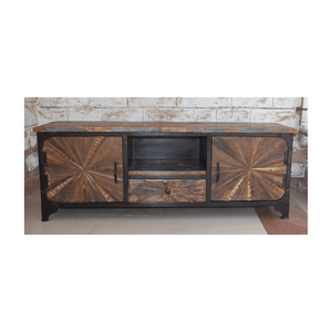 Venta al por mayor a granel, muebles de madera antiguos modernos, 2 puertas, 1 cajón, mueble de TV, sala de estar interior y exterior, muebles de hierro por proveedor - Product Image 5