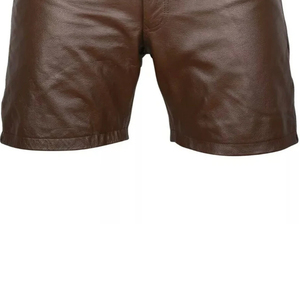 Pantalones Cortos Casuales de Primera Calidad para Hombre, Piel de Oveja Auténtica, Suaves, con Cierre Frontal, de Cuero, Alta Calidad, Talla Grande, Diseño Sólido - Product Image 2