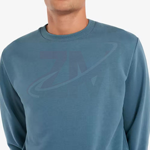 Sweat-shirt unisexe sportif décontracté à col rond, coupe ample, tricoté en polyester/coton, motif uni, respirant, saison printemps - Product Image 3