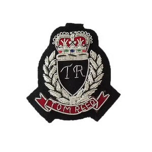 Parches de Tela Bordados a Mano con Hilo de Bullion, Hechos a Medida, Insignias Bordadas en 3D para Uniformes al por Mayor, Tamaño Personalizado - Product Image 1