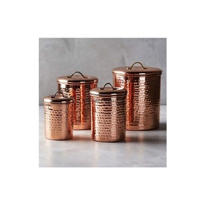 Décoration de table en cuivre poli martelé Récipients pour la maison et la cuisine avec des pots en cuivre de différentes tailles de qualité exclusive - Product Image 1