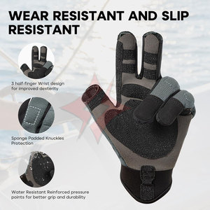 Gants de navigation FLASH GEAR, paume rembourrée, design à trois doigts, résistants à l'eau, évacuation de l'humidité, fermeture à enfiler pour le kayak et le paddle - Product Image 3