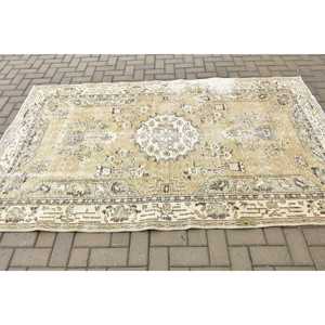 Vintage Rug, 4.9x8.1 ft Turkish Rug, <b>Brown</b> Floral <b>Wool</b> Rug - Product Image 3