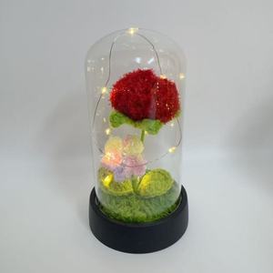 Veilleuse créative faite à la main, ornement floral tissé, plante en pot, fleur éternelle, multi-fleurs, avec couvercle en acrylique mignon - Product Image 6