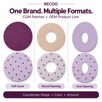 Patch de capteur CGM universel RECOO, formes rondes et ovales prédécoupées, couverture adhésive imperméable et respirante, fabricant OEM