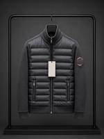 Veste d'hiver hybride de luxe pour homme, style bomber matelassé, col montant, fermeture éclair intégrale, chaude et coupe-vent, idéale pour l'extérieur et la ville