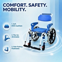 Chaise de douche et de toilette médicale légère en aluminium, fauteuil roulant portable pour personnes âgées, idéale pour la chambre à coucher - Vente en gros