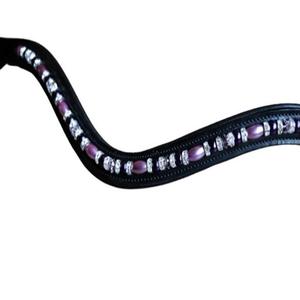 Banda de piel con cuentas de amatista Multicolor, diseño personalizado, canal vacío incrustado, banda superior de cuero, para cejas de caballo, doma ostentosa - Product Image 2