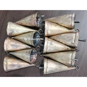 Shabby Chic 3.5 Inch Recycled Iron Wind Chime Rustic Antique Cone Shape Polished Painted Brass Model Alloy Pet Vintage Antique - Product Image 4
