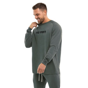 HIC personnalisé 100% coton 220gsm unisexe goutte épaule à manches longues surdimensionné Style décontracté T-Shirt pour hommes - Product Image 2