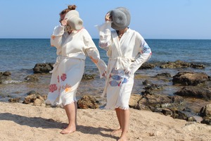 Albornoz con capucha de muselina de algodón suave con estampado colorido, toalla de playa de secado rápido para mujeres, hombres, niños, Spa, baño, hogar, Hotel - Product Image 3