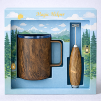 Ensemble de tasse à mélanger électrique avec mousseur à lait, coffret cadeau pour le café, logo personnalisé, vente en gros de tasse à mélanger électrique et de mousseur à lait