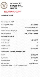 เพชร B2B บริสุทธิ์สำหรับ Gia ได้รับการรับรอง1.32กะรัตเพชรสีขาวแบบหลวมๆตามธรรมชาติสี F การไหลของ FL - Product Image 3