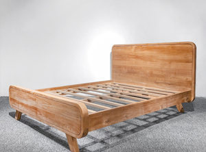 Cadre de lit en bois de teck massif avec coins arrondis et design minimaliste pour mobilier de chambre à coucher moderne dessus en bois de villa hôtel resort - Product Image 6