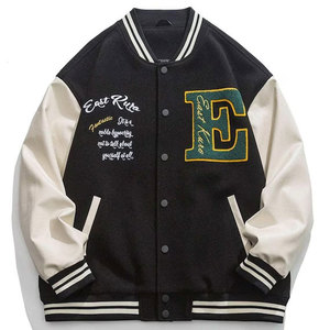 Diseño personalizado hombres chaqueta universitaria unisex béisbol equipo universitario uniforme de lana chaqueta bomber de cuero para los compradores al por mayor - Product Image 1