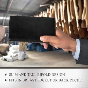 กระเป๋าสตางค์หนังแท้สำหรับผู้ชายน้ำหนักเบาหรูหราทนทานออกแบบโลโก้ได้ตามต้องการความยาวยาวนาน - Product Image 4