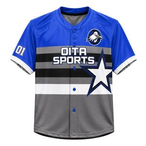 Camiseta de Béisbol Azul Rey y Gris – Camisa de Béisbol Personalizada con Botones al Frente, Uniforme Deportivo Transpirable para Hombres y Mujeres - Product Image 1