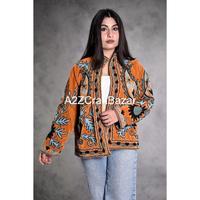 Jaket musim dingin pendek wanita penjualan terbaik buatan tangan Suzani bordir beludru quilt ukuran bebas XL mantel katun